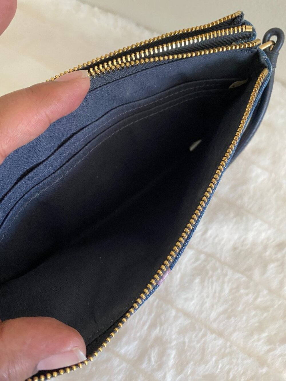 Coach Double Zip Wristlet in Painted Floral Denim - HARD TO FIND - Picture 14 of 16